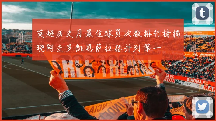 英超历史月最佳球员次数排行榜揭晓阿圭罗凯恩萨拉赫并列第一